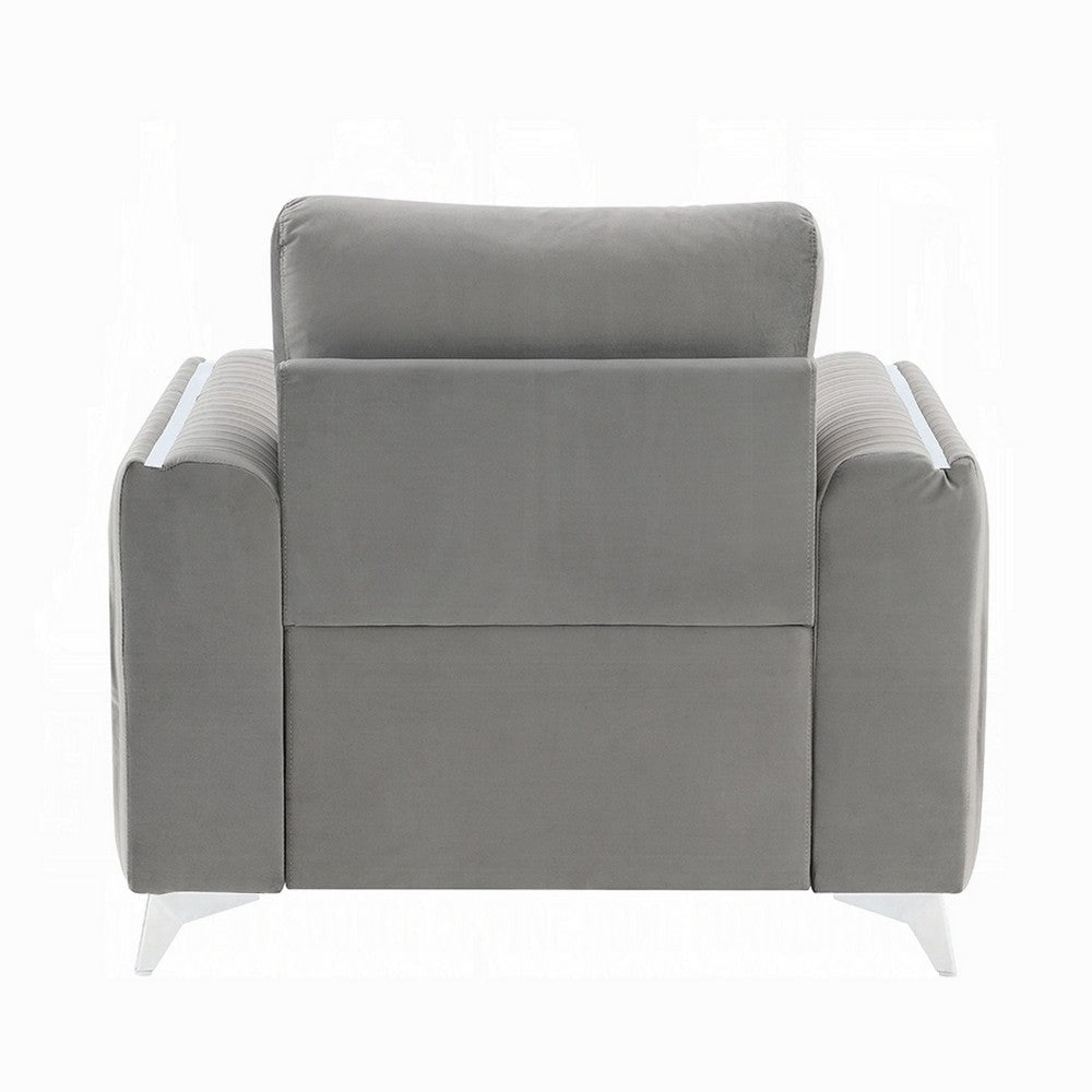 Wiena Accent Chair | Contemporary Chrome | Pleated Gray Velvet 79’’ BM333974