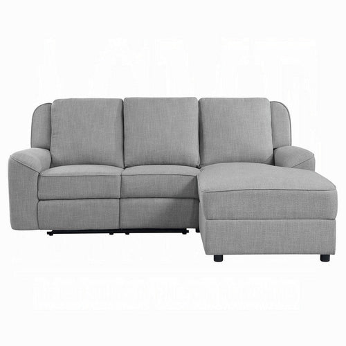 Diny Manual Recliner Sectional Sofa | Dropdown Table | Gray Linen