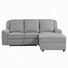 Diny Manual Recliner Sectional Sofa | Dropdown Table | Gray Linen