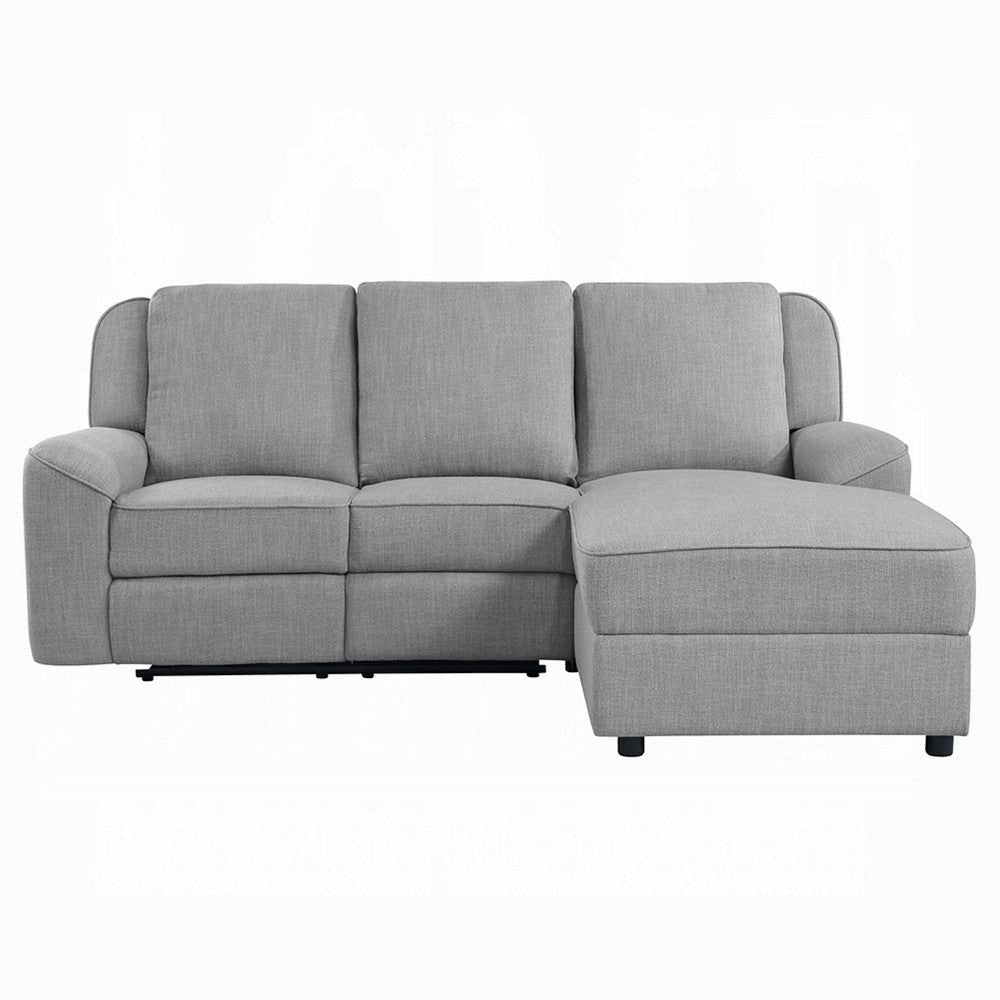 Diny Manual Recliner Sectional Sofa | Dropdown Table | Gray Linen