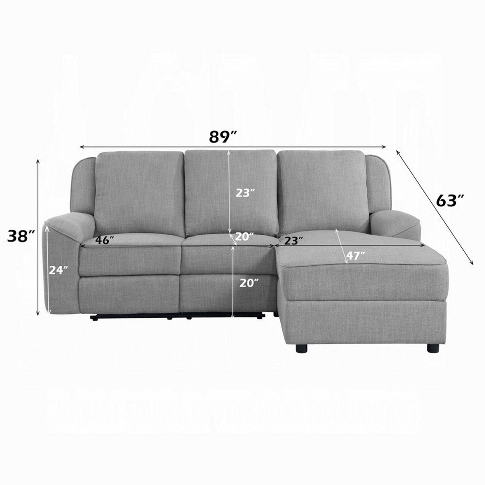 Diny Manual Recliner Sectional Sofa | Dropdown Table | Gray Linen BM333976