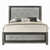 Joho Queen Bed with Gray Diamond Button Tufted Upholstery Modern Gray