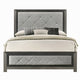 Joho Queen Bed with Gray Diamond Button Tufted Upholstery Modern Gray