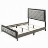 Joho Queen Bed with Gray Diamond Button Tufted Upholstery Modern Gray