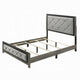 Joho Queen Bed with Gray Diamond Button Tufted Upholstery Modern Gray