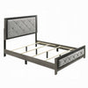 Joho Queen Bed with Gray Diamond Button Tufted Upholstery Modern Gray