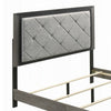 Joho Queen Bed with Gray Diamond Button Tufted Upholstery Modern Gray