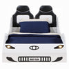Corey Twin Size White Car Bed Wheel Trim Built-In LED White Wood