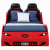 Corey Twin Size Red Car Bed Wheel Trim Built-In LED Red Wood