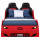 Corey Twin Size Red Car Bed Wheel Trim Built-In LED Red Wood