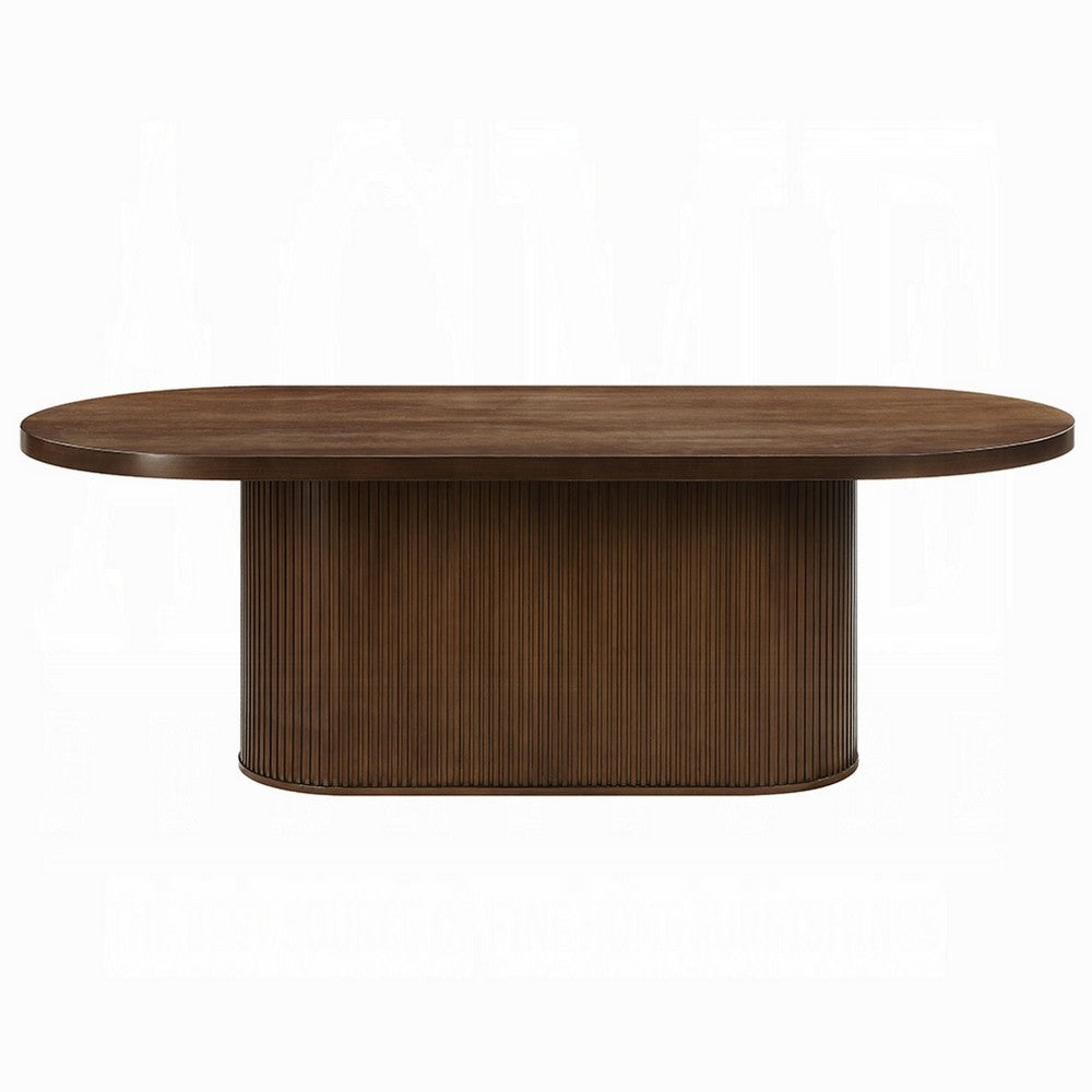 Gamo Oval Dining Table | Vertical Reeded Details | Oak Brown 87"