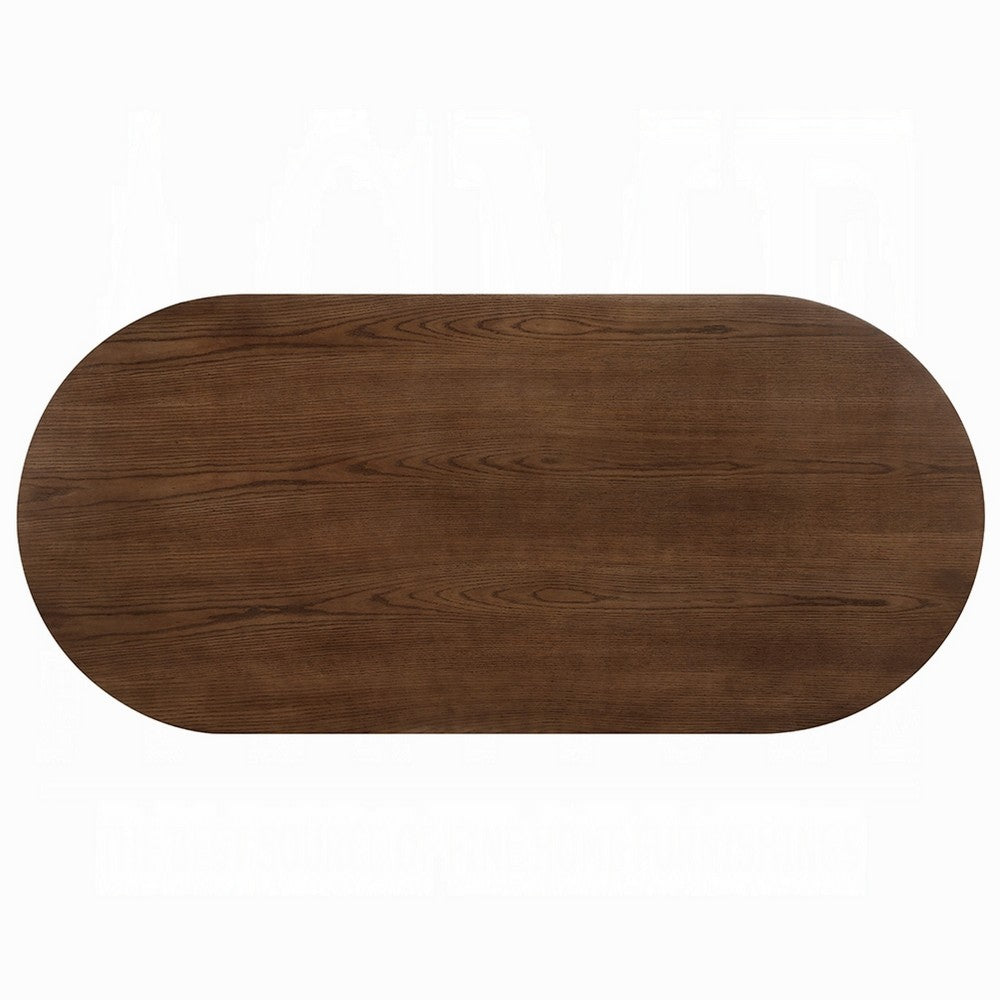 Gamo Oval Dining Table | Vertical Reeded Details | Oak Brown 87"