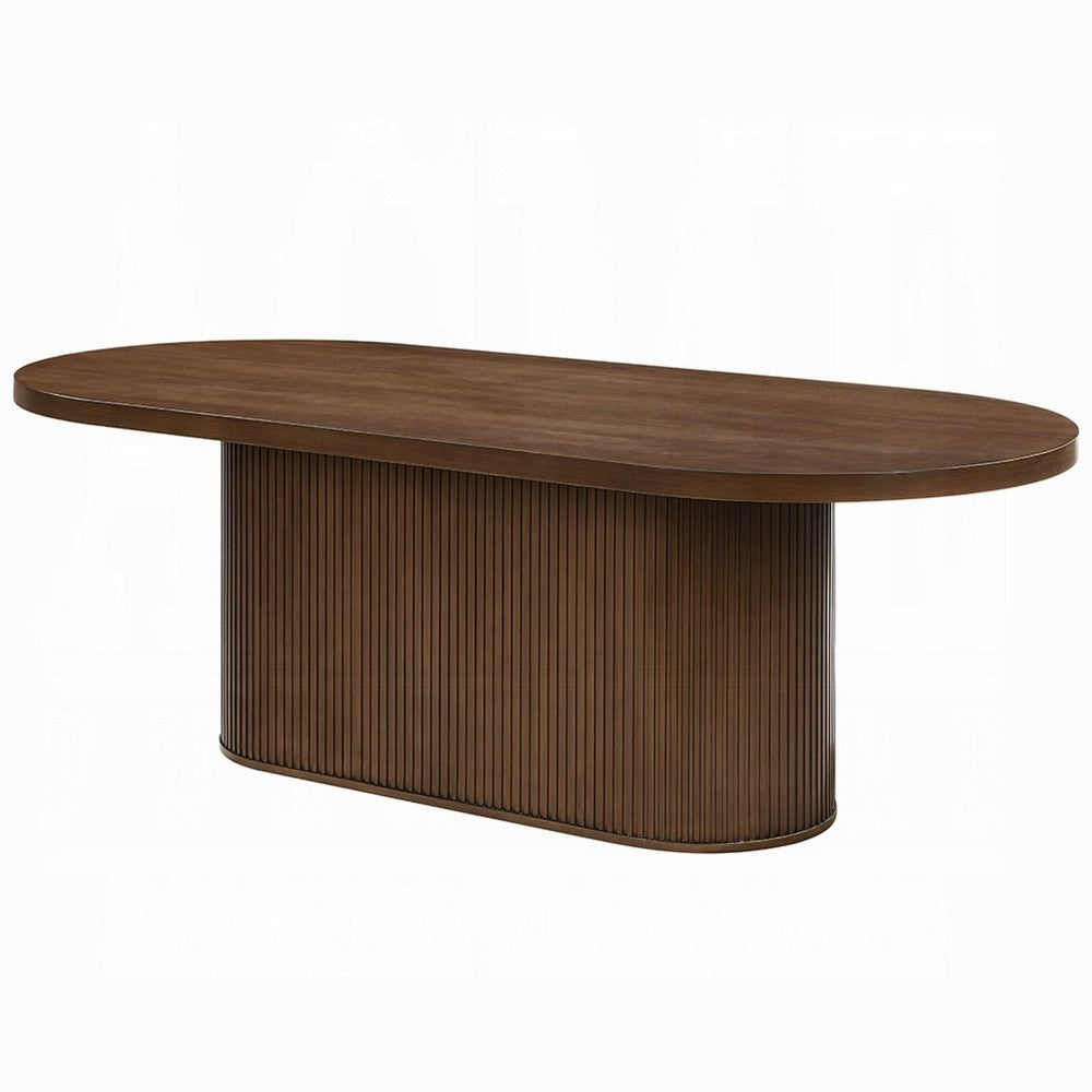 Gamo Oval Dining Table | Vertical Reeded Details | Oak Brown 87"