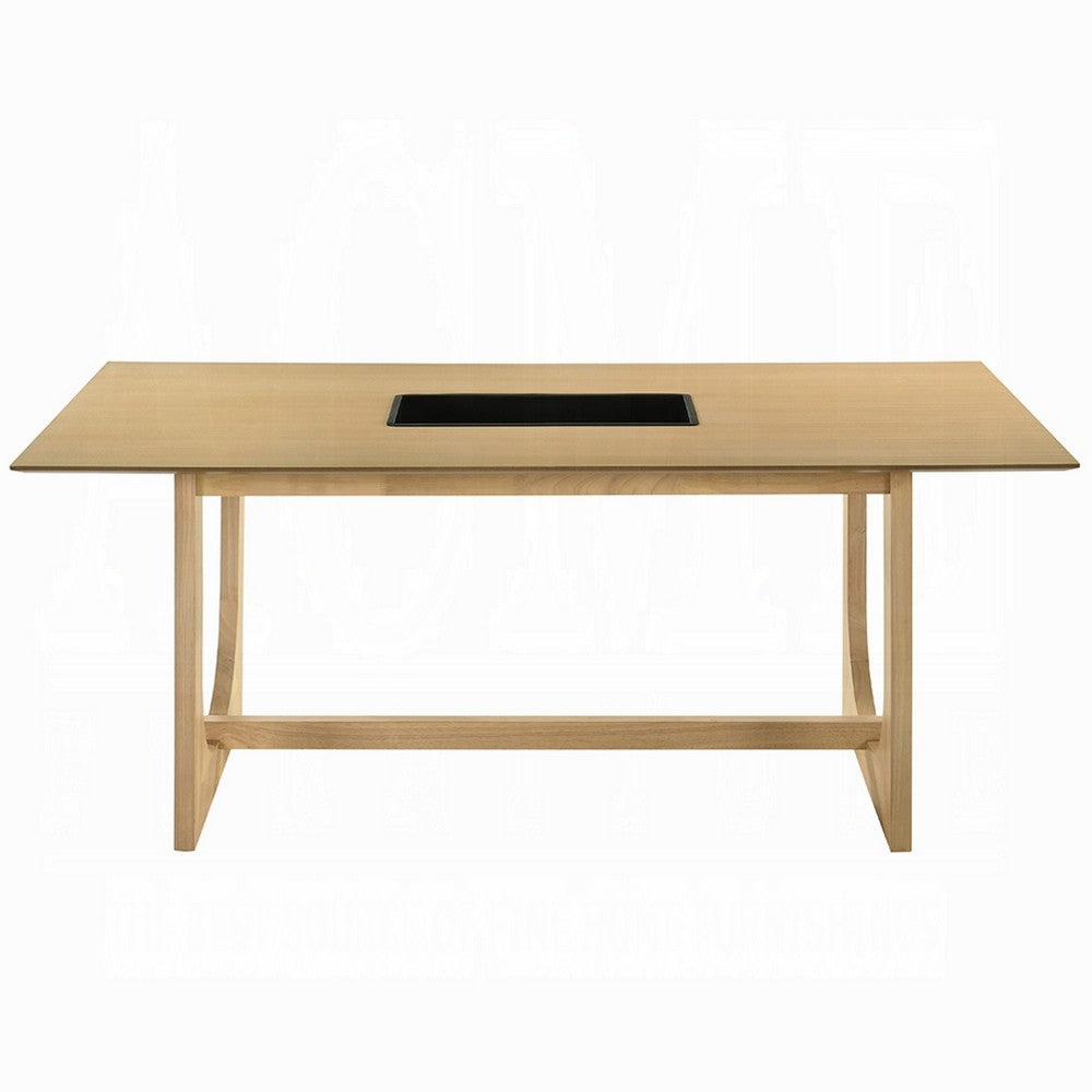 Yodo Rectangular Dining Table | U Sled Base | Natural Brown Wood 71"