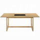 Yodo Rectangular Dining Table | U Sled Base | Natural Brown Wood 71"