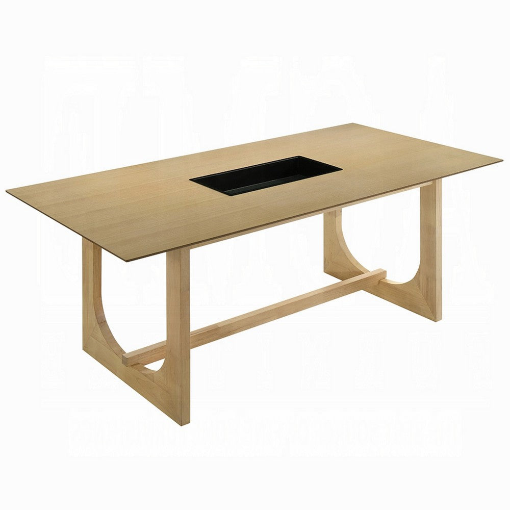 Yodo Rectangular Dining Table | U Sled Base | Natural Brown Wood 71"