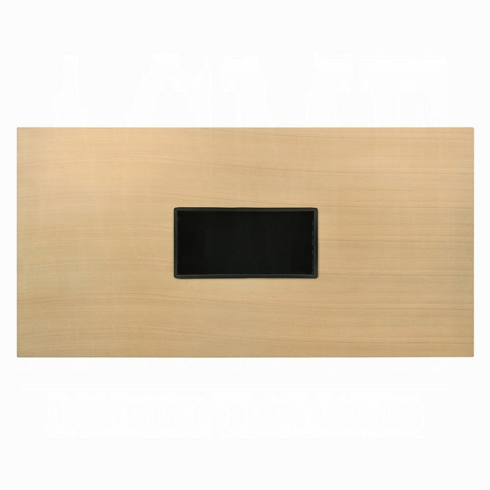Yodo Rectangular Dining Table | U Sled Base | Natural Brown Wood 71"