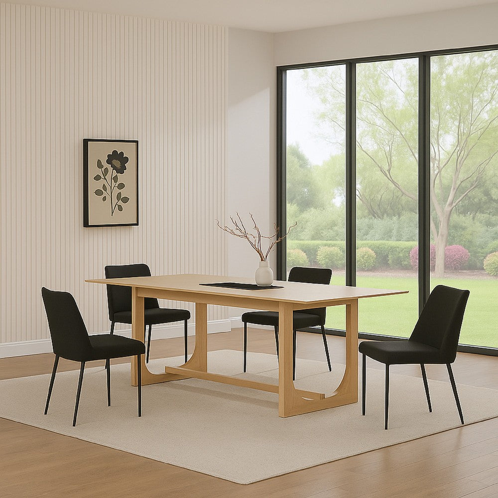 Yodo Rectangular Dining Table | U Sled Base | Natural Brown Wood 71"