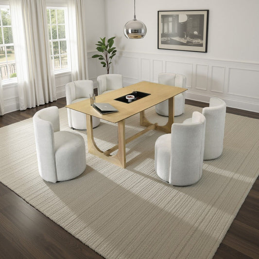 Yodo Rectangular Dining Table | U Sled Base | Natural Brown Wood 71"