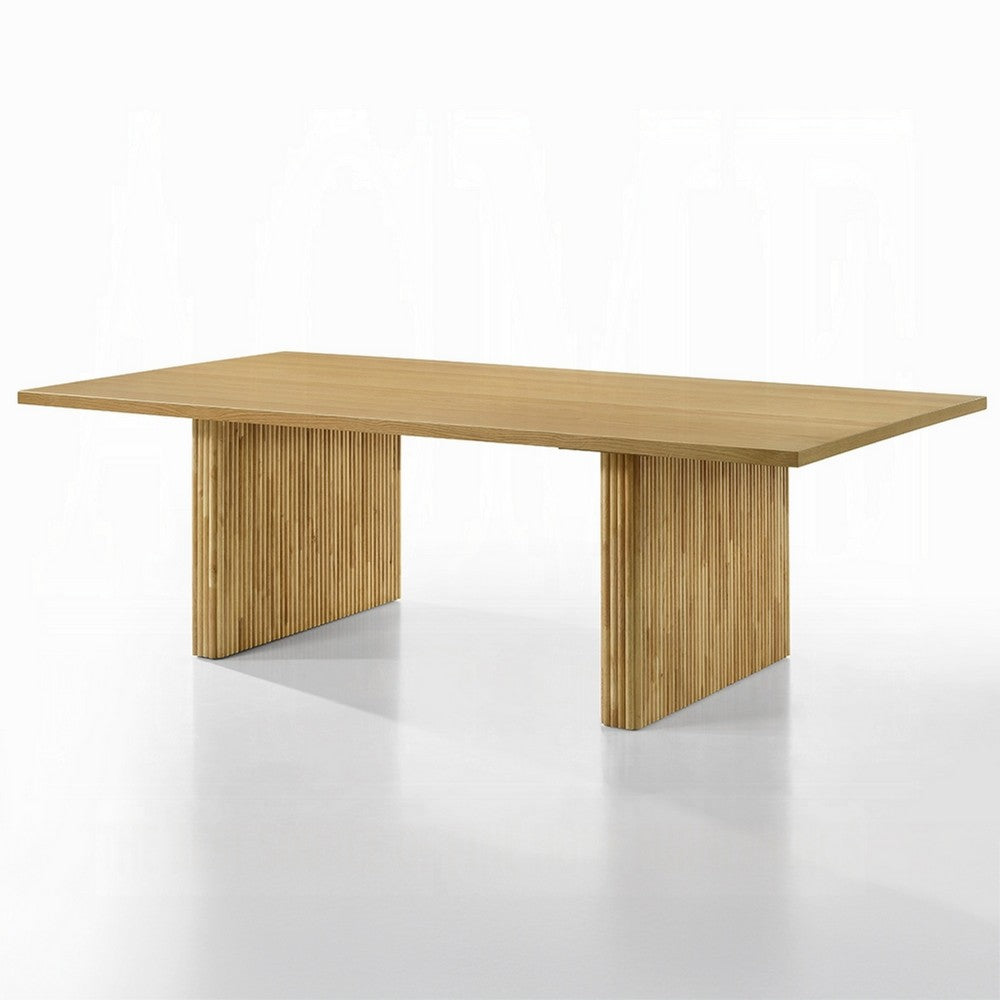 Dico Rectangle Dining Table | Dual Pedestal Base | Natural Brown 94"