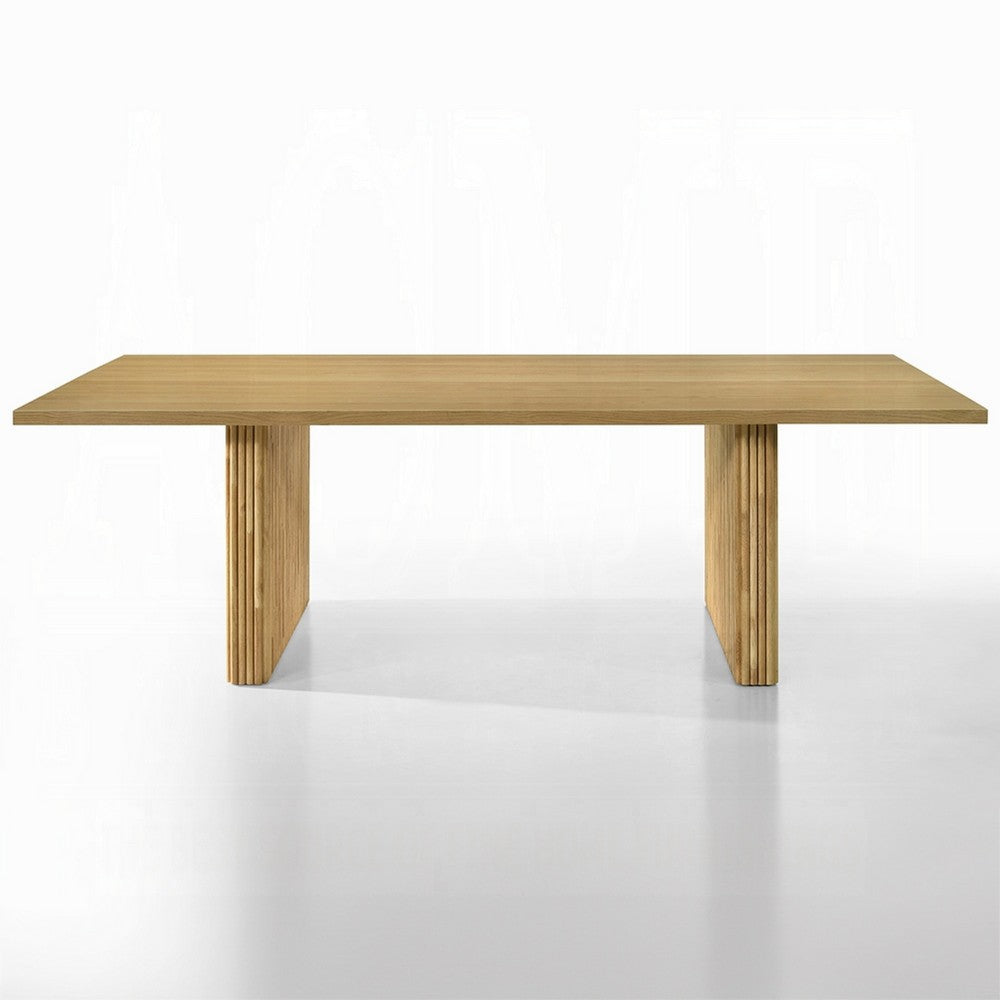 Dico Rectangle Dining Table | Dual Pedestal Base | Natural Brown 94"