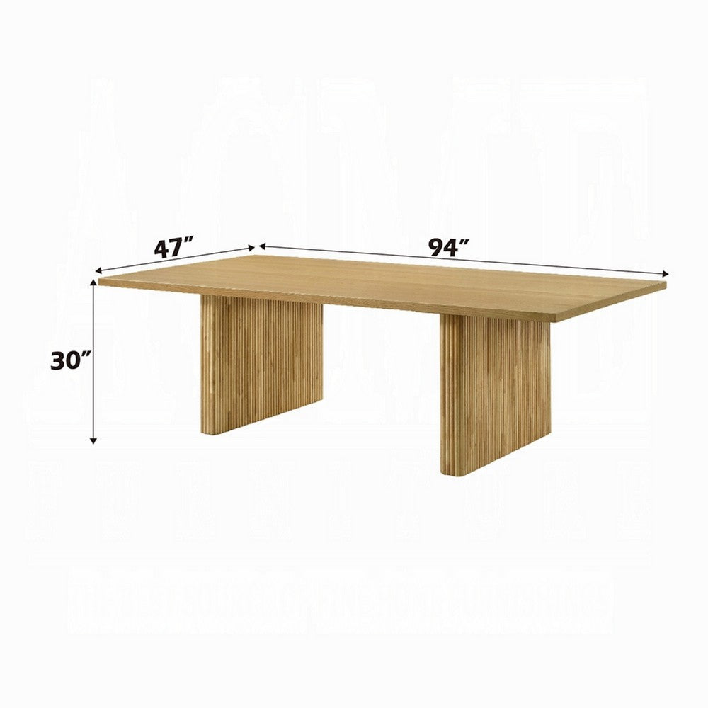 Dico Rectangle Dining Table | Dual Pedestal Base | Natural Brown 94"