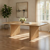 Dico Rectangle Dining Table | Dual Pedestal Base | Natural Brown 94"