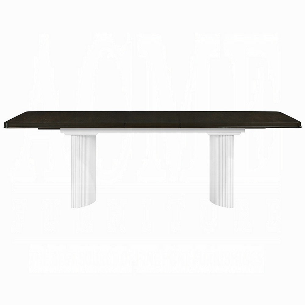 Aren Extendable Dining Table | Double Pedestal | Brown White | 78-96"