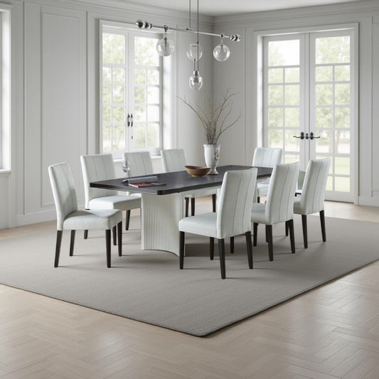 Aren Extendable Dining Table | Double Pedestal | Brown White | 78-96"