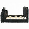 Kerie King Size Bed with LED Fireplace | TV Lift Stand | Black Velvet
