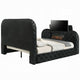 Kerie Queen Size Bed with LED Fireplace | TV Lift Stand | Black Velvet