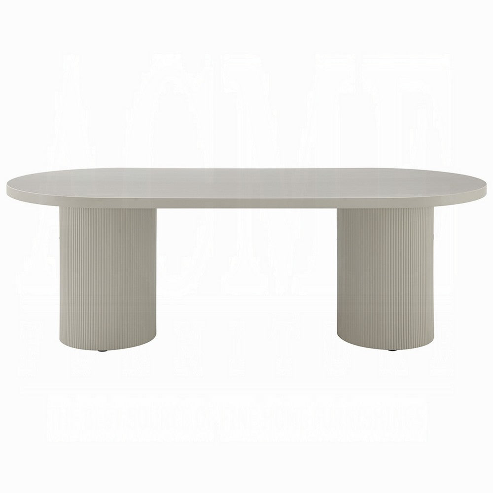 Liela Oval Dining Table | Modern Double Pedestal Base | Bone White 87"