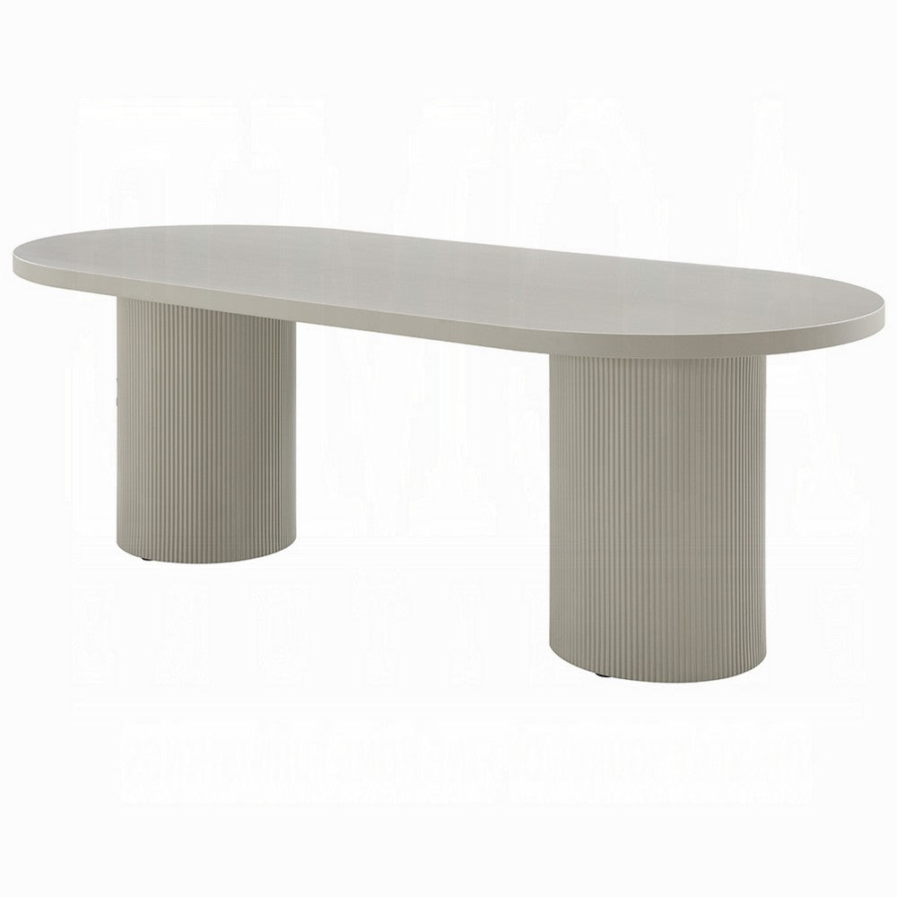 Liela Oval Dining Table | Modern Double Pedestal Base | Bone White 87"
