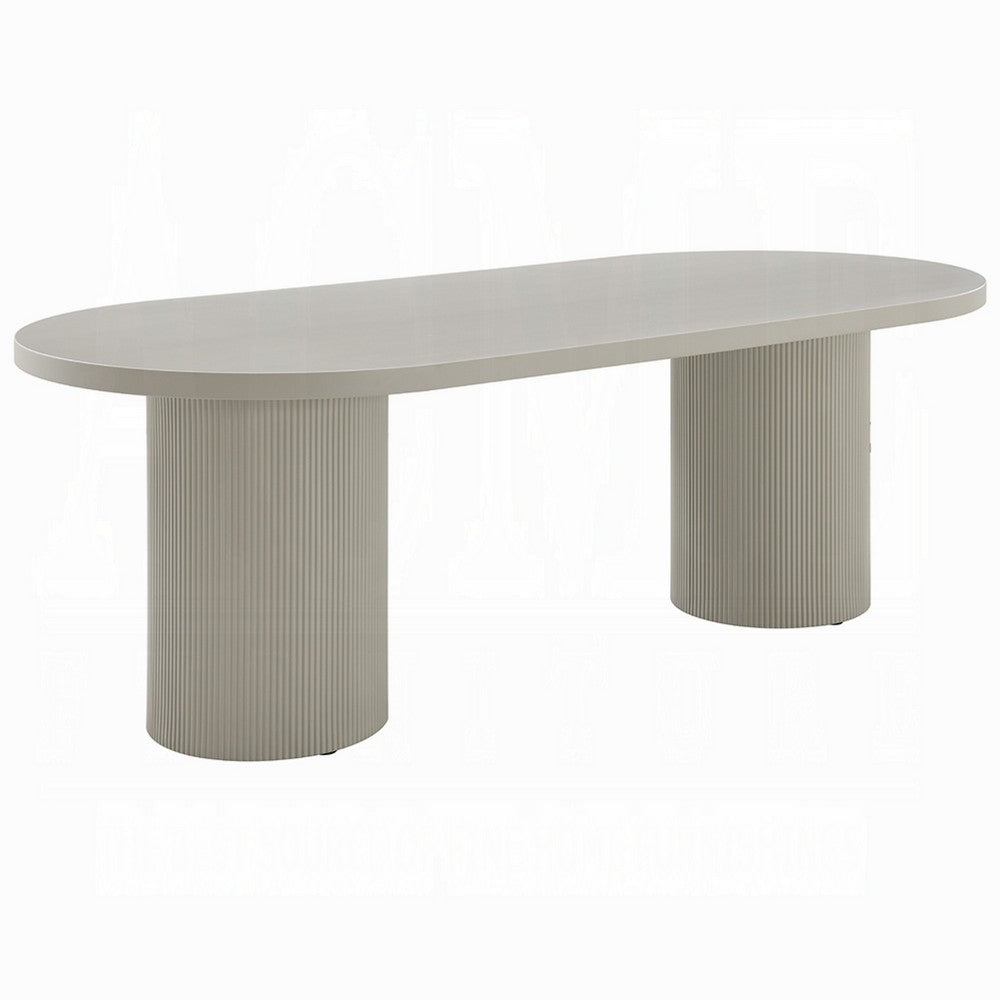 Liela Oval Dining Table | Modern Double Pedestal Base | Bone White 87"