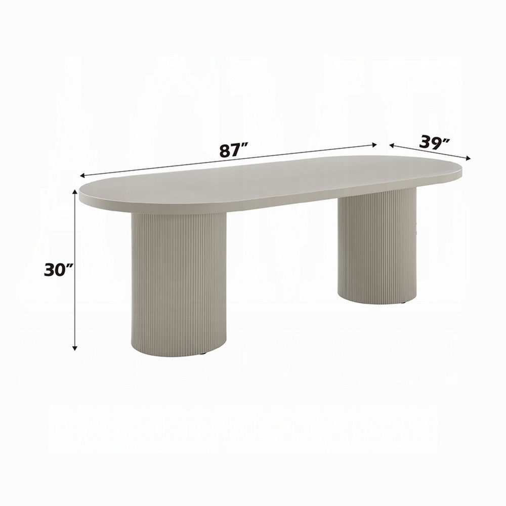 Liela Oval Dining Table | Modern Double Pedestal Base | Bone White 87"