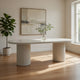 Liela Oval Dining Table | Modern Double Pedestal Base | Bone White 87"