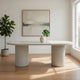 Liela Oval Dining Table | Modern Double Pedestal Base | Bone White 87"