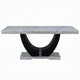 Aline Dining Table with Faux Stone Top | U-Shaped Base | Black 70"