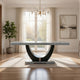 Aline Dining Table with Faux Stone Top | U-Shaped Base | Black 70"