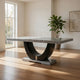 Aline Dining Table with Faux Stone Top | U-Shaped Base | Black 70"