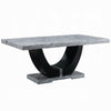 Aline Dining Table with Faux Stone Top | U-Shaped Base | Black 70"