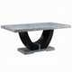 Aline Dining Table with Faux Stone Top | U-Shaped Base | Black 70"