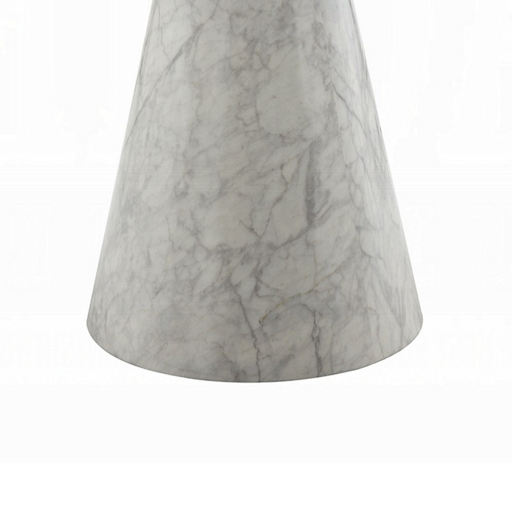 Kacie Round Dining Table | Pedestal Base | Light Gray Faux Stone 47"
