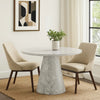 Kacie Round Dining Table | Pedestal Base | Light Gray Faux Stone 47"