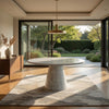 Kacie Round Dining Table | Pedestal Base | Light Gray Faux Stone 47"