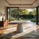 Kacie Round Dining Table | Pedestal Base | Light Gray Faux Stone 47"