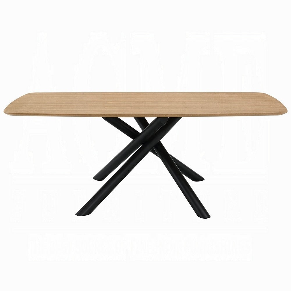 Loan Dining Table | Rectangular Natural Brown Top | Black Metal 79’’ BM333994