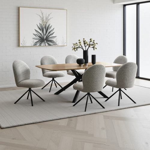 Loan Dining Table | Rectangular Natural Brown Top | Black Metal 79"