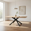 Loan Dining Table | Rectangular Natural Brown Top | Black Metal 79"