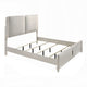 Veda King Size Bed with LED | Pearl White | Gray Boucle Upholstered